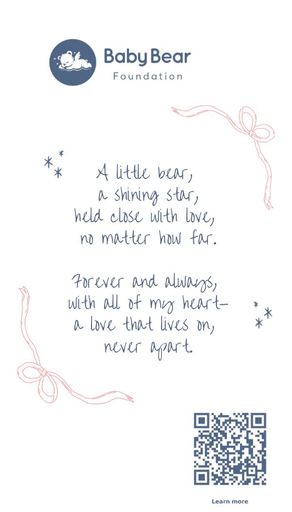 Tarjeta incluida con la pulsera Baby Bear, con el poema A little bear, a shining star